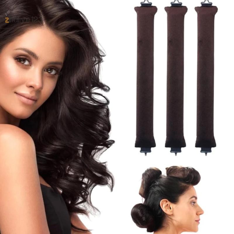 <zhuliye123> 3 ชิ้น Heatless Hair Curler ไม่มีความร้อนผม Rollers Lazy Curling Rod Curls Sleeping Flexi Rods พร้อมตะขอเครื่องมือจัดแต่งทรงผม Nice