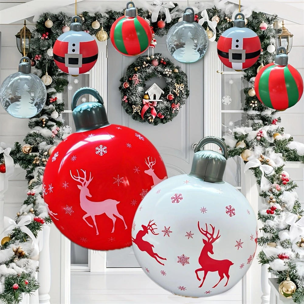 55ซม.ยักษ์inflatable Christmas Ball PVCแขวนตกแต่งคริสต์มาสInflatablesในร่มกลางแจ้งXmasเครื่องประดับสําหรับต้นไม้Yardสนามหญ้าระเบียงวันหยุดงานรื่นเริงตกแต่ง