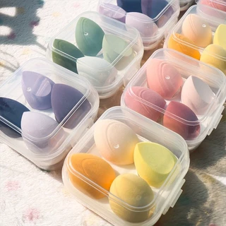 YTL [พร้อมส่ง] ฟองน้ําแต่งหน้า1กล่อง4ชิ้น26บาทพร้อมกล่องเ ก็บพร้อมกล่องเก็บฟองน้ําแต่งหน้าสําหรับผู้หญิง
