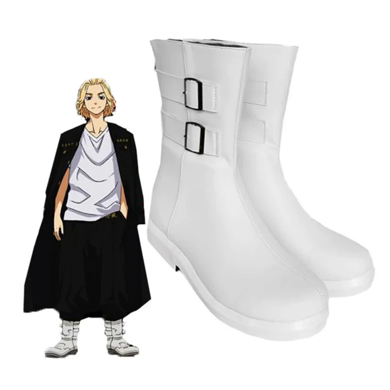 Anime Tokyo Revengers Mikey Manjiro Sano Cosplay Boots Men Adult White Fashion Shoes