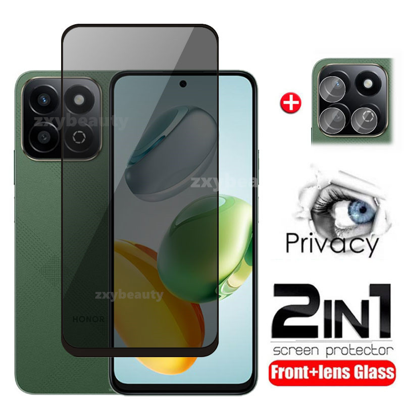 2in1 ความเป็นส่วนตัวกระจกนิรภัยสําหรับ Honor 200 สมาร์ท X7C 5G 4G 2024 ป้องกันหน้าจอคลุมทั้งหมดเลนส์กล้องสําหรับ HonorX7C 200Smart เลนส์ฟิล์ม Class