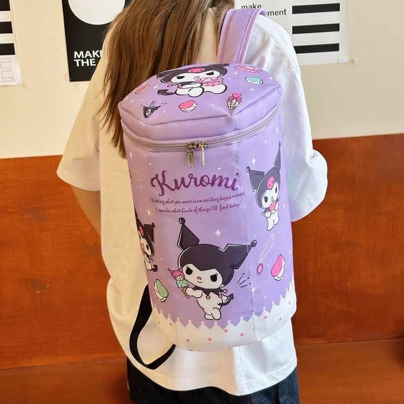 Ins ทุกอย่างน่ารักกระเป๋านักเรียนสไตล์ใหม่ปีศาจน้อย Kuromi บิสกิตกระเป๋าเป้สะพายหลังซิปการ์ตูนแร็กเ
