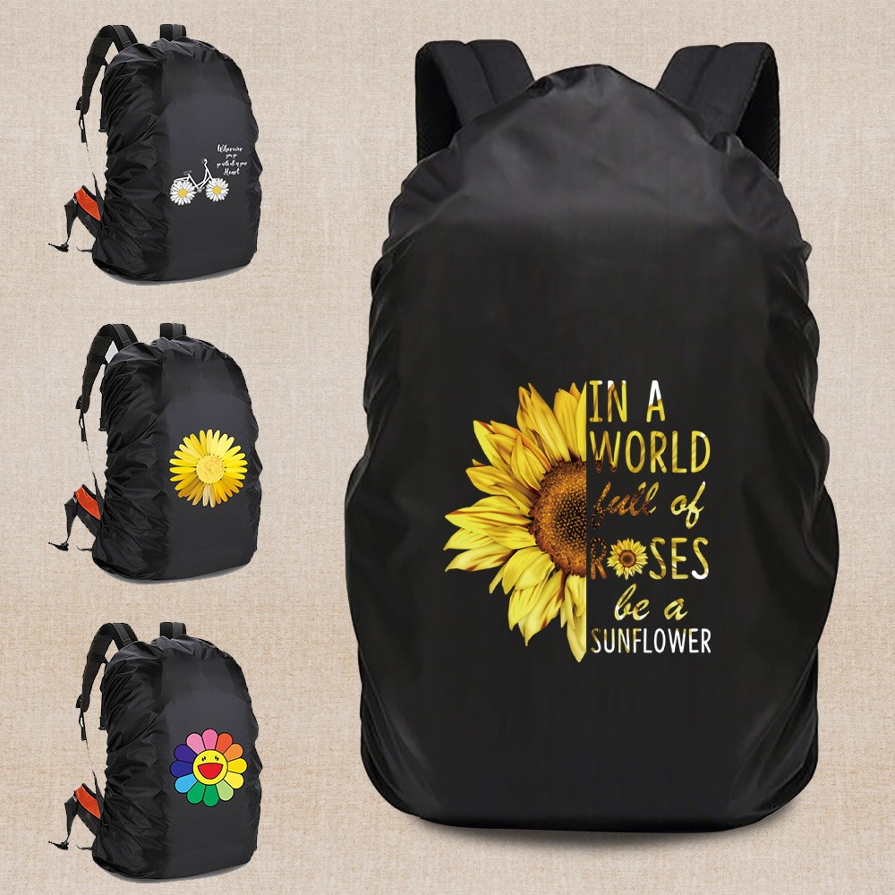 ผ้าคลุมกระเป๋าเป้สะพายหลังกันน้ำ การปีนเขากลางแจ้งที่กันฝุ่น Ultra Light Pack Daisy Print 20-70 L การตั้งแคมป์กันฝน