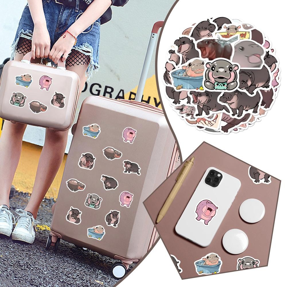 Moo Deng Moodeng Baby Hippo Sticker สติ๊กเกอร์ตกแต่งเด็กน่ารักสําหรับบ้าน
