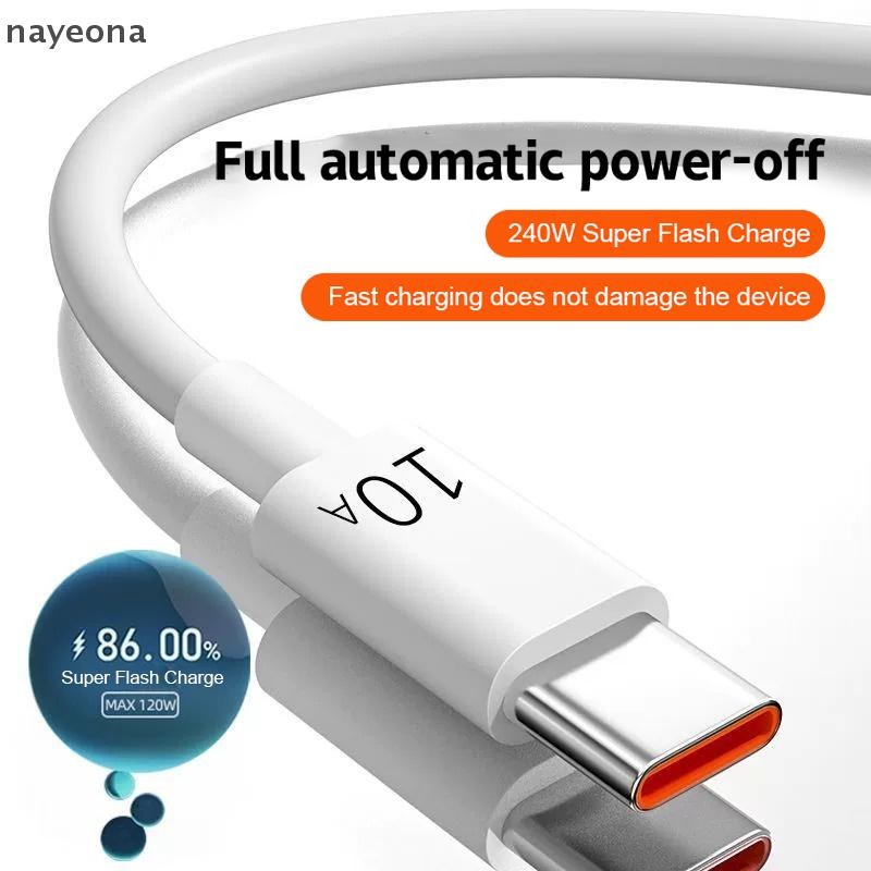 [NAY] 10a Fast Charging Data Cable Type-c ปิดอัตโนมัติง่าย 2M สายเคเบิลข้อมูลรถยนต์เหมาะสําหรับ Huawei Xiaomi Android Universal EON