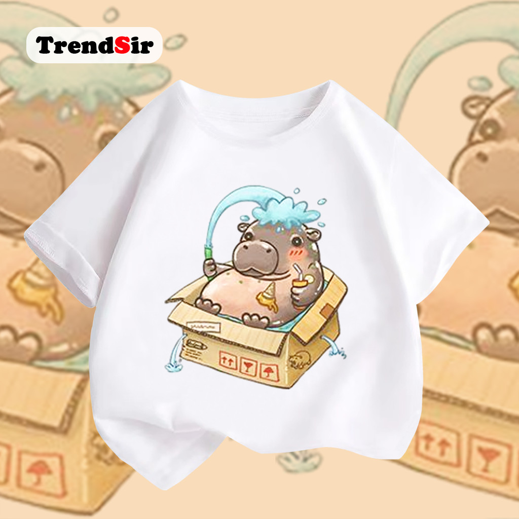 TrendSir พร้อมส่ง เสื้อยืดคอกลมเด็กผ้าฝ้าย kids clothes ชุดหมูเด้ง เสื้อหมูเด้ง Bouncy pig shirt มีชีวิตชีวา 100%cotton 7สี 100-140