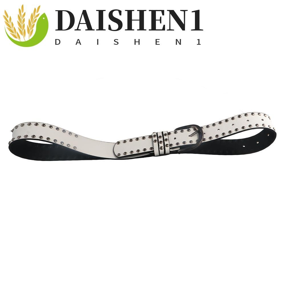 Daishen1 เข็มขัดหนัง PU ประดับหมุด หัวเข็มขัดโลหะผสม กว้าง สําหรับผู้หญิง ผู้ชาย