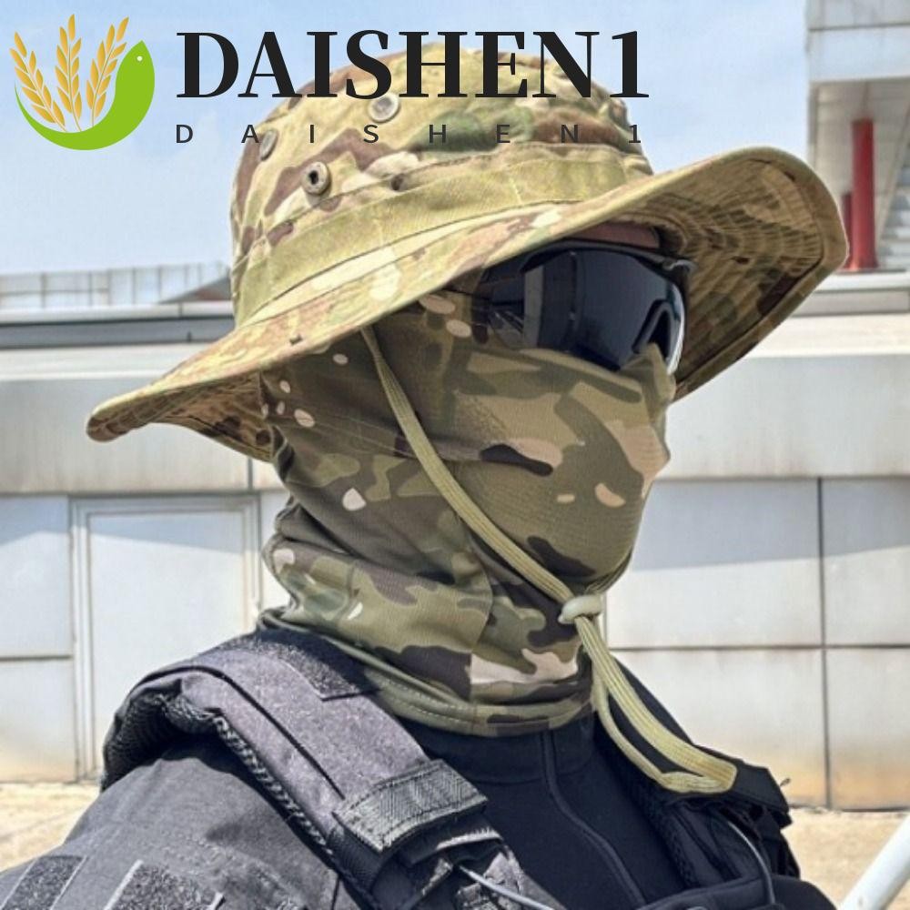 Daishen1 ชุดหมวกตกปลา หมวกปีกกว้าง หมวกไหมพรม กันแดด อเนกประสงค์ ปรับได้ ป้องกันรังสียูวี ลายพราง สําหรับตั้งแคมป์