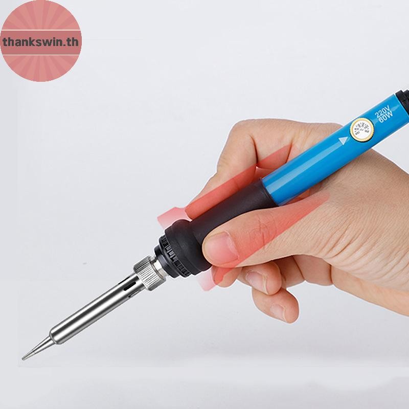 Thankswin Mini หัวแร้งปรับอุณหภูมิไฟฟ้า Solder Iron Rework Station Mini Handle ความร้อนดินสอเชื่อมซ่อมเครื่องมือ 60W th