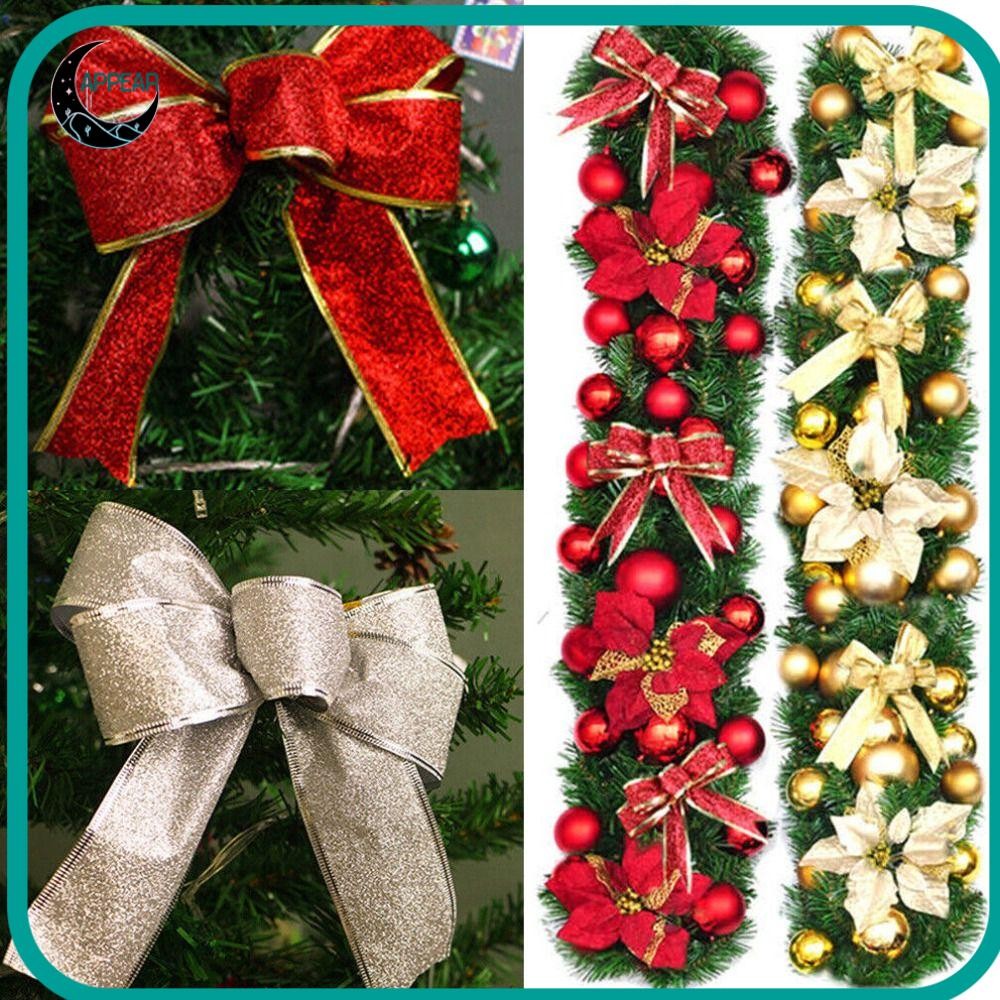 Appear ริบบิ้นโบว์, Giltering ขนาดใหญ่ต้นคริสต์มาส Bows, Party ของขวัญปัจจุบันเครื่องประดับ 25 ซม.โบว์สีแดง Xmas Decor
