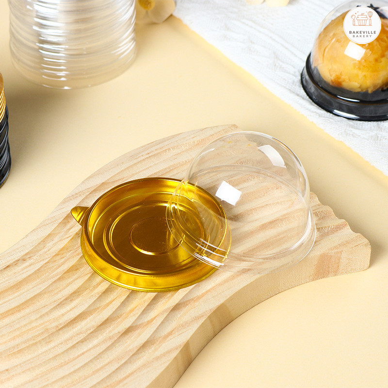 BAKEVille พร้อมส่ง กล่องขนม กล่องใส่เค้ก ขนมพระจันทร์ คัพเค้ก เค้กส้ม แบบกลม 50 ชิ้น/แพ็ค กล่องใสพลาสติก พร้อมฝาทรงโดม - รูปที่ 4