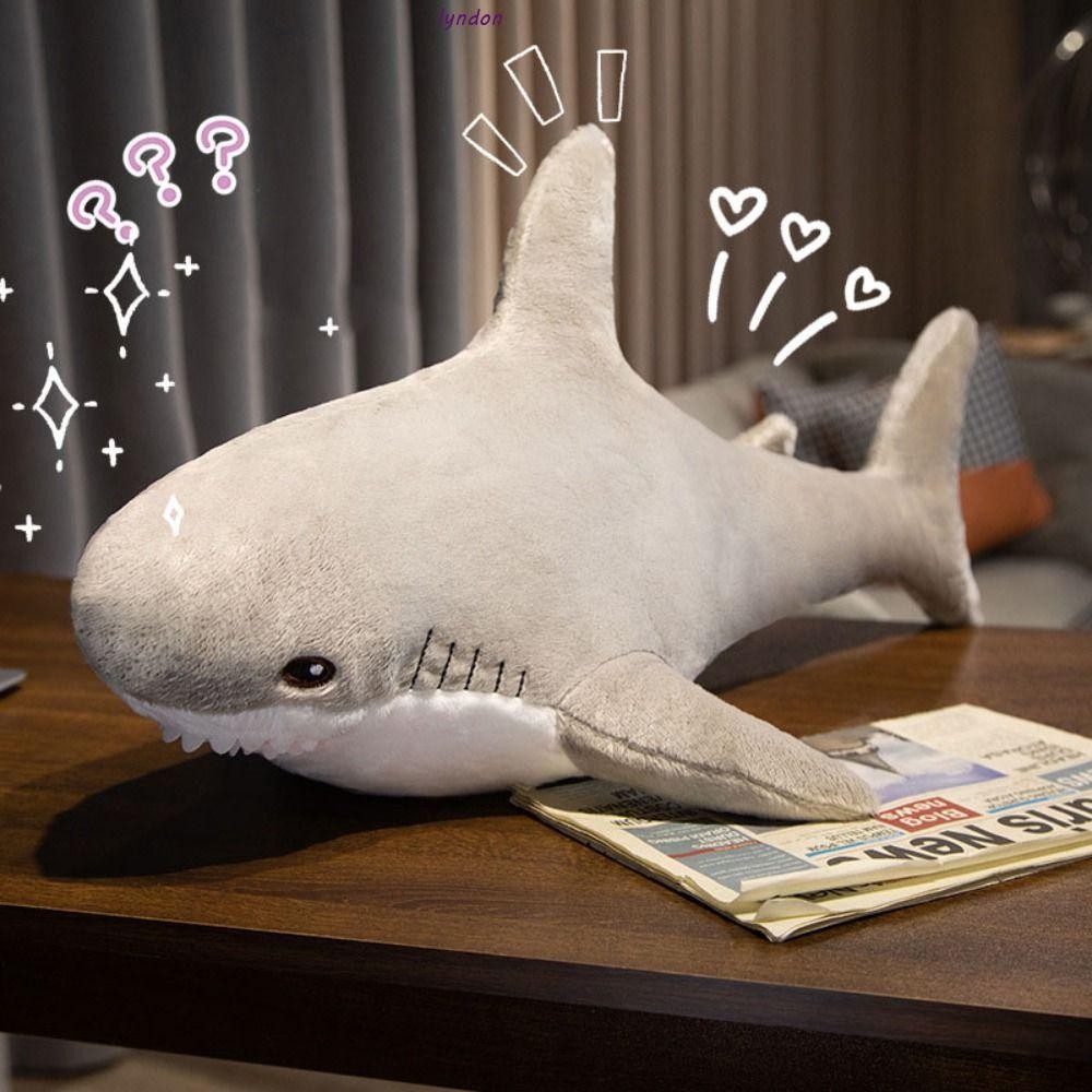 Lyndon หมอนฉลามเบาะ,สัตว์ตลกการ์ตูน Shark Plush ของเล่น, Sleeping Mate ของเล่น Kawaii 30 ซม.ยักษ์สัตว์อ่านหมอนของเล่นเด็ก