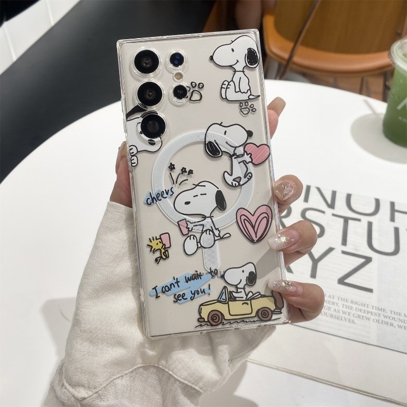 สําหรับ Samsung S24 Ultra A05 A05S A15 A35 A55 การ์ตูนแว่นตากันแดด Snoopy เคสโทรศัพท์สําหรับ Samsung S23 Plus S22 Ultra S21 FE หมายเหตุ 20 10 แม่เหล็กดึงดูดซิลิคอนสีดําฝาครอบ - รูปที่ 4
