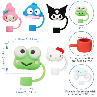 หมวกฟางสแตนลีย์10mm ปลอกฟาง Sanrio ปลั๊กกันฝุ่นเครื่องประดับถ้วยน่ารักการ์ตูนน่ารัก