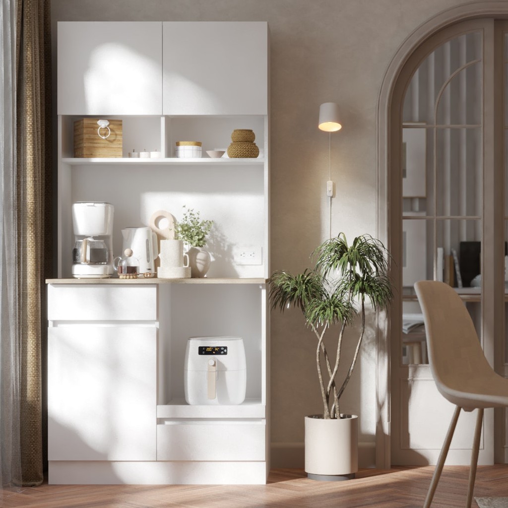 SB Design Square ตู้สูง ขนาด 90 ซม. รุ่น Dante สีขาว (90x50x195 ซม.) แบรนด์ KUCHE
