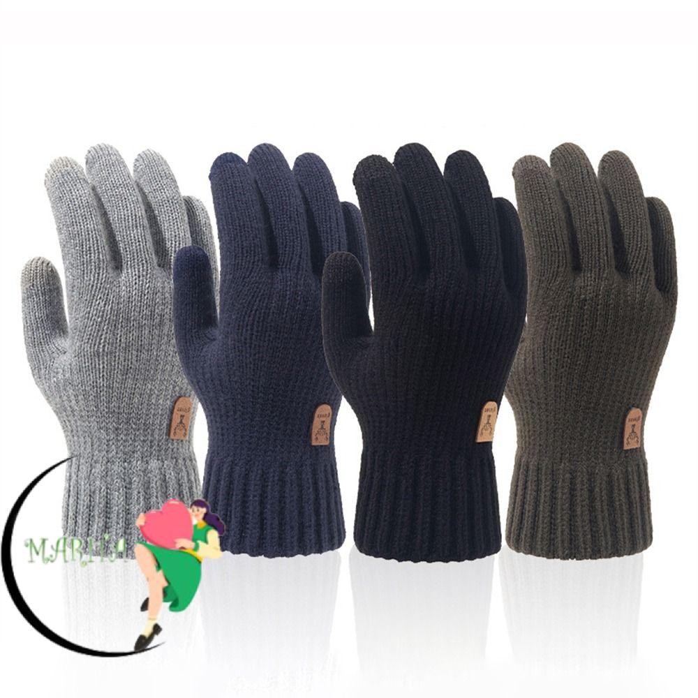 Marita ถุงมือถักผู้ชาย, ถุงมืออุ่นขนสัตว์กันหนาวกันลม, หน้าจอสัมผัสคุณภาพสูงหนา Mittens ฤดูใบไม้ร่วงฤดูหนาว