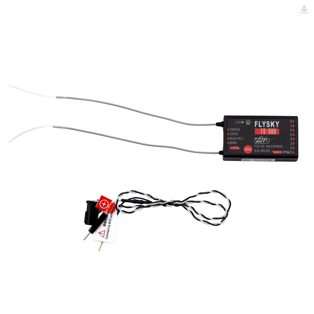 Flysky FS-SR8 ตัวรับสัญญาณ 2.4G Protocol ANT 3.5 ~ 9V/DC Receiver สําหรับ FS-ST8 RC เฮลิคอปเตอร์รถเรือรีโมทคอนโทรล
