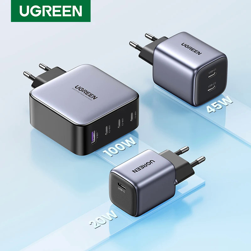 UGREEN GaN100W 65W 45W 30W 20W Fast Charger QC 4.0 3.0 USB Charger for iPhone 16 15 Pro Max Tablet M