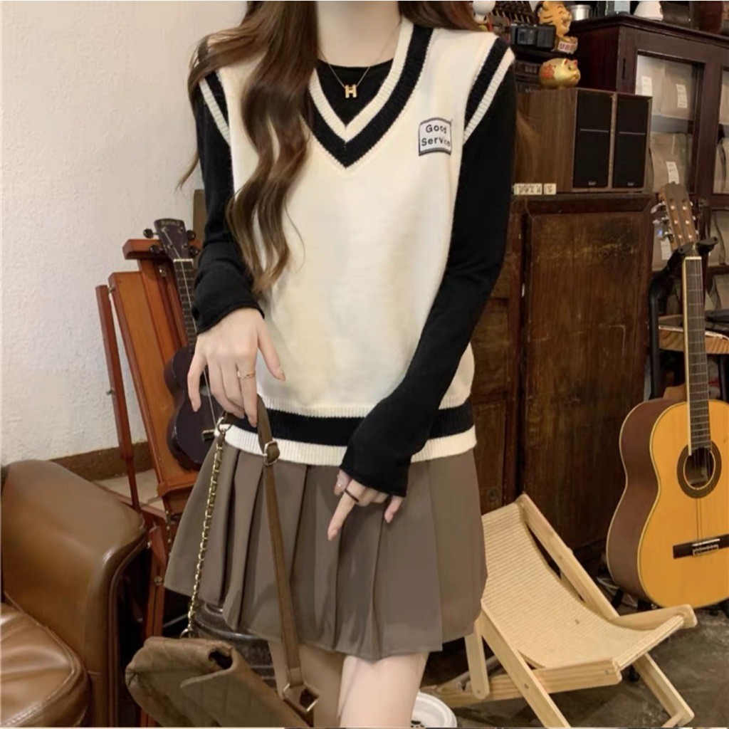 shopmkl เสื้อไหมพรม ครอปกั๊กกันหนาว คอวี ตัวสั้น ยืดหยุ่นได้ดี ผ้านุ่ม สไตล์เกาหลี #G001