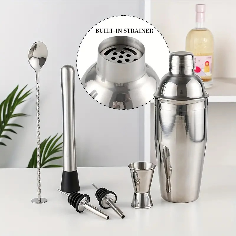 [พร้อมจัดส่ง] 6PCS แก้ว เชคค็อกเทล เชคเกอร์ผสมเหล้า ชานมไข่มุก อุปกรณ์ค็อกเทล บาร์เหล้า บาร์เทนเดอร์ Cocktail Shaker - รูปที่ 5