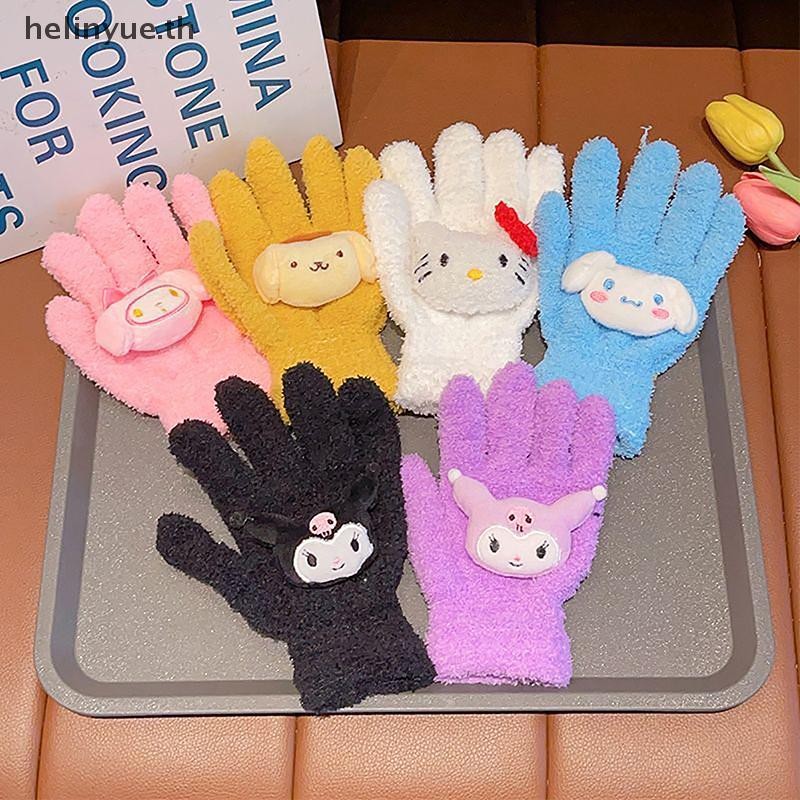 Helinyue ถุงมือการ์ตูน Plush Cold-Proof Gloves ถุงมือห้านิ้วหน้าจอสัมผัสของขวัญคริสต์มาส TH