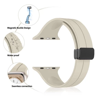 สายซิลิโคนแม่เหล็ก PC สำหรับ for Apple Watch 40 42 46 45 38 มม.ป้องกันหน้าจอสำหรับ for IWatch series 11 10 9 8 7 6 SE 3