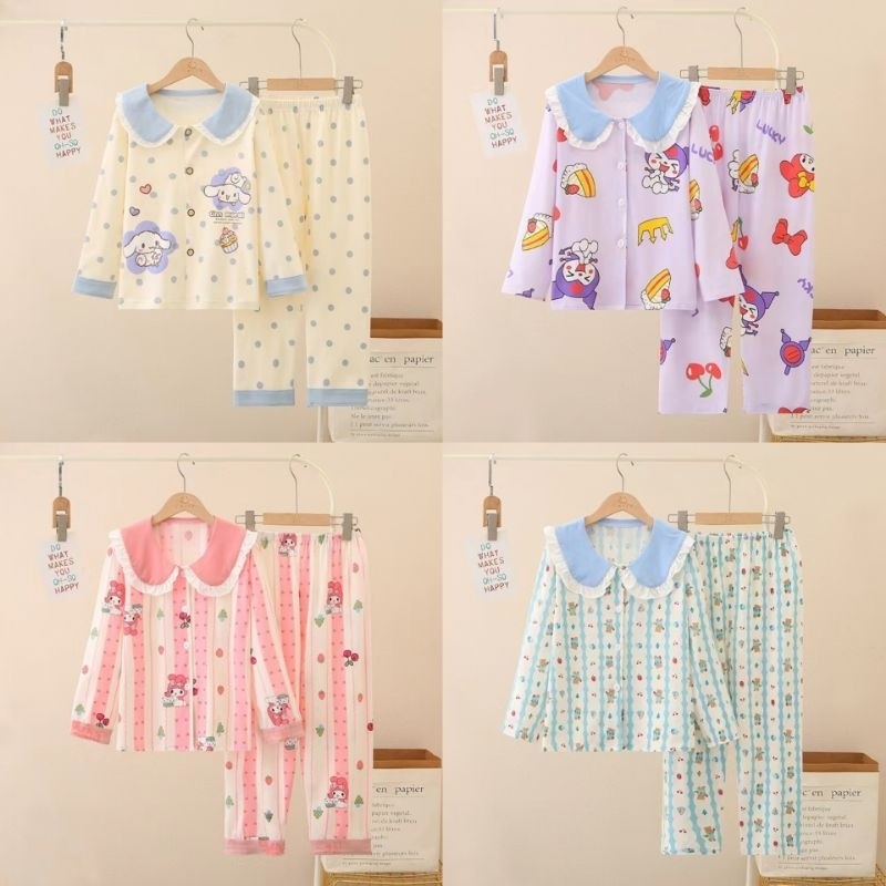 ชุดนอนคอบัว 95-150 ซม. ผ้านิ่มนุ่ม ยืดหยุ่นสูง  พิมลายการ์ตูน