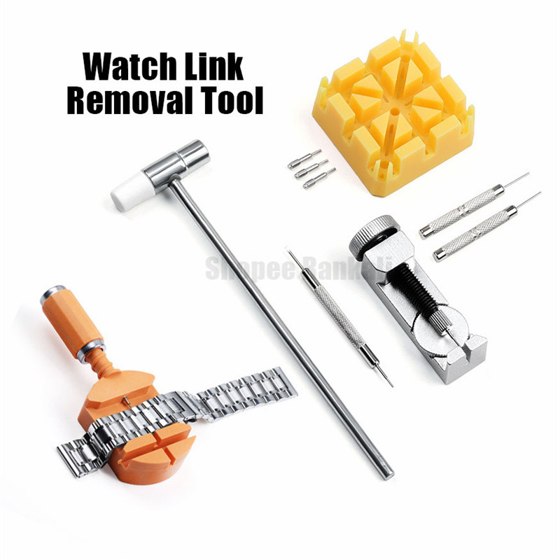 3/6/9 ชิ้นนาฬิกา Link Chain Removal เครื่องมือนาฬิกาปรับความยาวค้อน Punch Pins Strap Holder Kit นาฬิกาซ่อมเครื่องมือสําหรับช่างซ่อมนาฬิกา