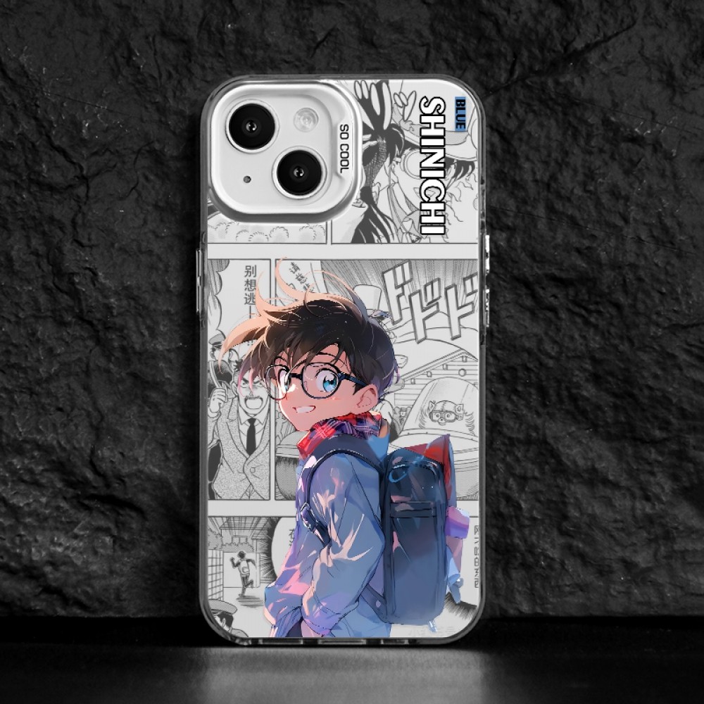 แฟชั่นมือถือใหม่ หล่อโคนันเคสโทรศัพท์สําหรับiPhone 11/16ยี่ห้อกรณีiPhone 12/13/14 15 pro max IMDสีสันเงินเคสป้องกันการล่มสลายและกันกระแทก