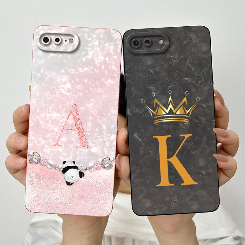 สําหรับ ไอโฟน 7 บวก 8บวก ไอโฟน7 8 เลนส์สแควร์ป้องกันโทรศัพท์ปลอกแฟชั่นมงกุฎตัวอักษรทาสีเคสซิลิโคนอ่อนนุ่ม