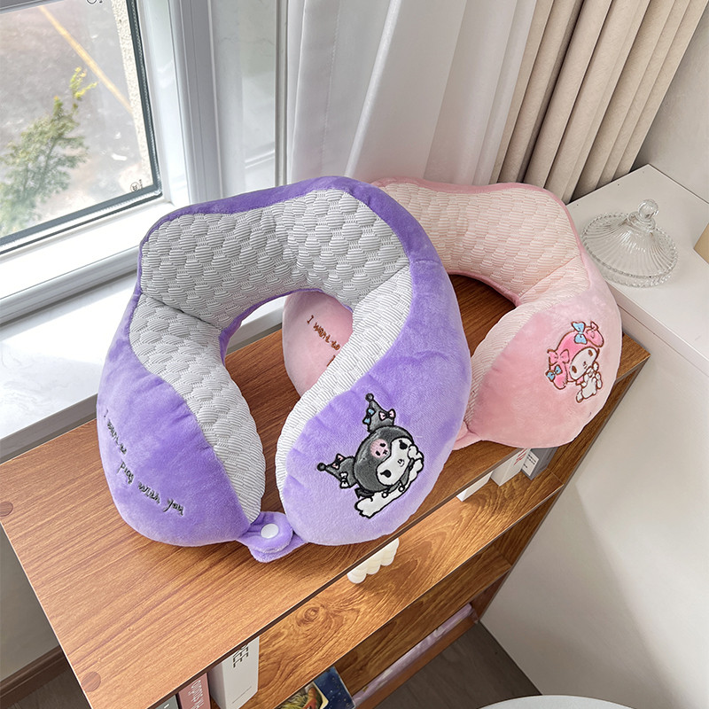 อะนิเมะ Sanrio U-รูปหมอนตุ๊กตาการ์ตูน Kuromi Cinnamoroll หมอนรองคอ My Melody หมอนเดินทางของเล่นเด็กผู้หญิง
