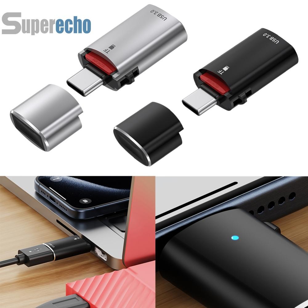2-in-1 Type-C เป็น USB 3.0 OTG Converter สําหรับ iPhone 15 TF Card USSD Card Reader [superecho.th]