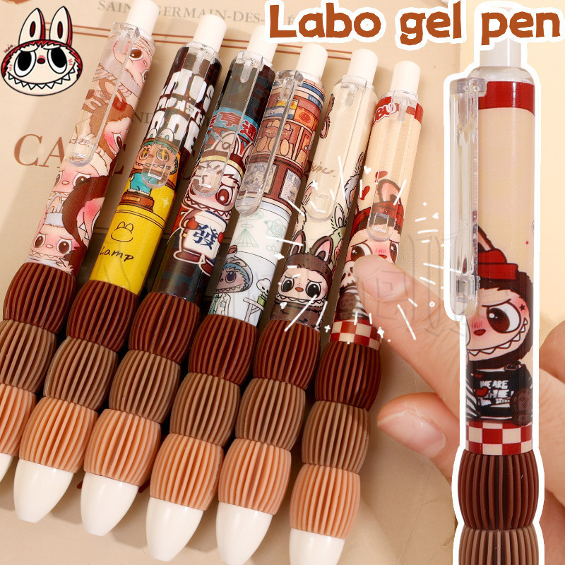 ปากกาเจลการ์ตูน Labubu - Quick-Drying, Smooth - ST Nib Question Pen - Press Neutral Pen - ของขวัญเครื่องเขียนนักเรียน - อุปกรณ์สํานักงานของโรงเรียน - ปากกาหมึกสีดํา 0.5 มม.