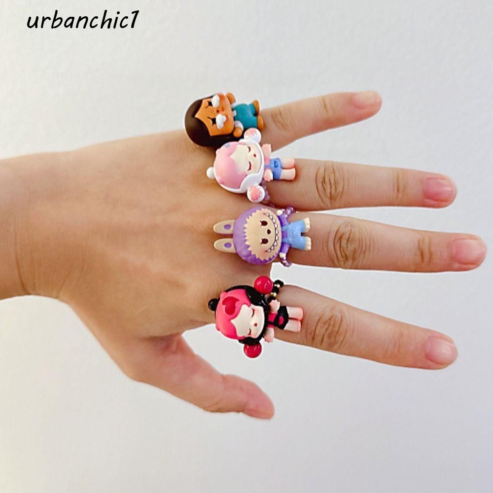 Urbanchic Pop Bean Ring, Hug Series Dimoo Labubu Ring, Sweet Molly Skullpanda Pino Crybaby Finger Ri