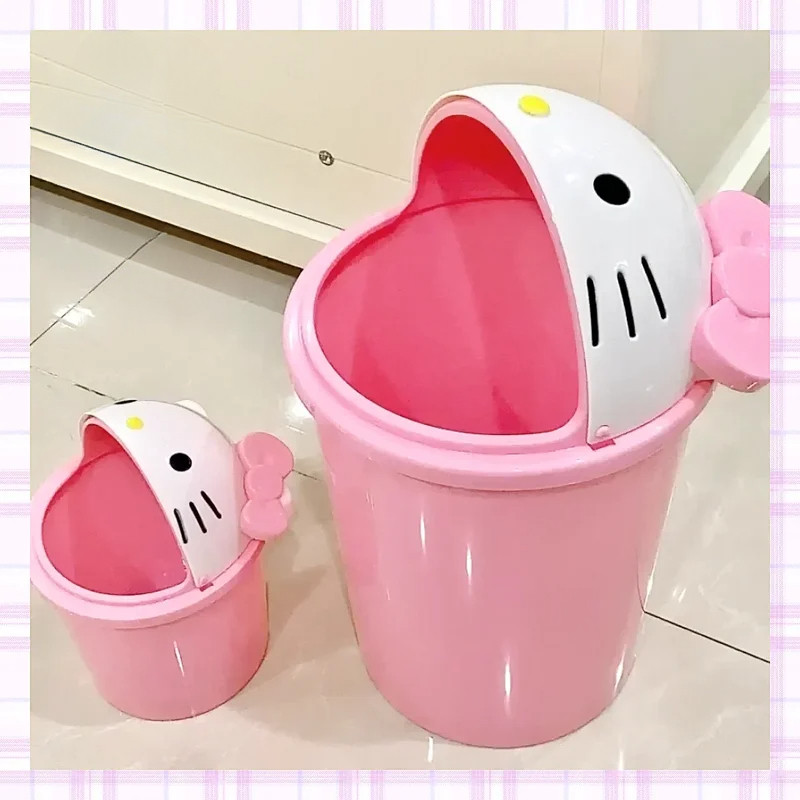 ใหม่น่ารัก Hello Kitty ถังขยะถังขยะถังขยะ Kawaii ตะกร้ากระดาษห้องนั่งเล่นห้องนอน