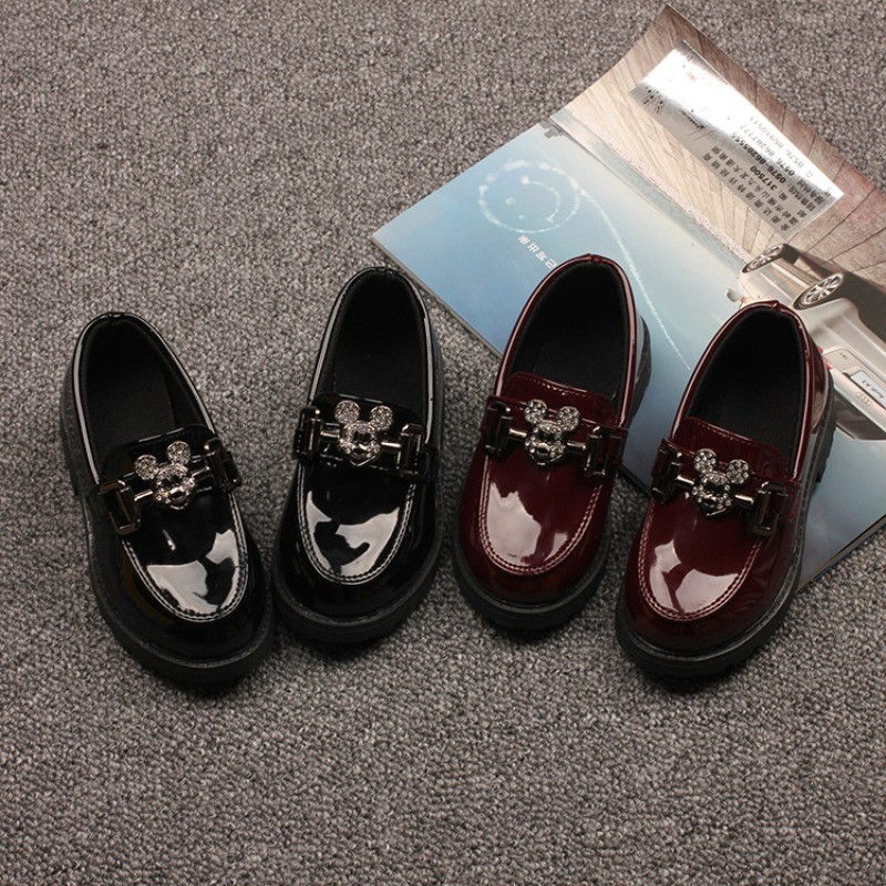 ฤดูใบไม้ผลิฤดูใบไม้ร่วงเด็กloafersลื่นสีดําโรงเรียนหญิงรองเท้าหนังแฟชั่นอเนกประสงค์เด็กcausal Performรองเท้าแบน