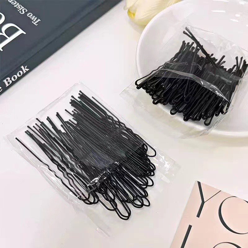 กิ๊บติดผมแบบเรียบง่ายสีดํา 50 ชิ้นสําหรับรวบรัดผมหักและคลิปหน้าม้าสําหรับผู้หญิง - รูปที่ 3