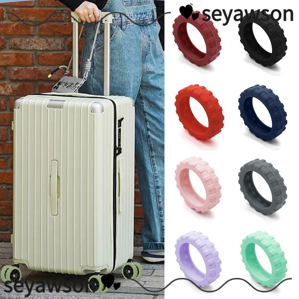 Seyawson 8 ชิ้น/เซ็ตกระเป๋าเดินทางล้อป้องกัน,เสียงเงียบซิลิโคนกระเป๋าเดินทางล้อรองเท้า,ลดเสียงรบกวนกระเป๋าเดินทางอะไหล่เพลารถเข็นกล่องล้อฝาครอบ