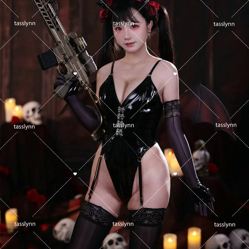 M  Sexy Dark Reign Wolf Girlfriend Albedo Cosplay Costume Leather Corset Halloween Costume Punk Cors