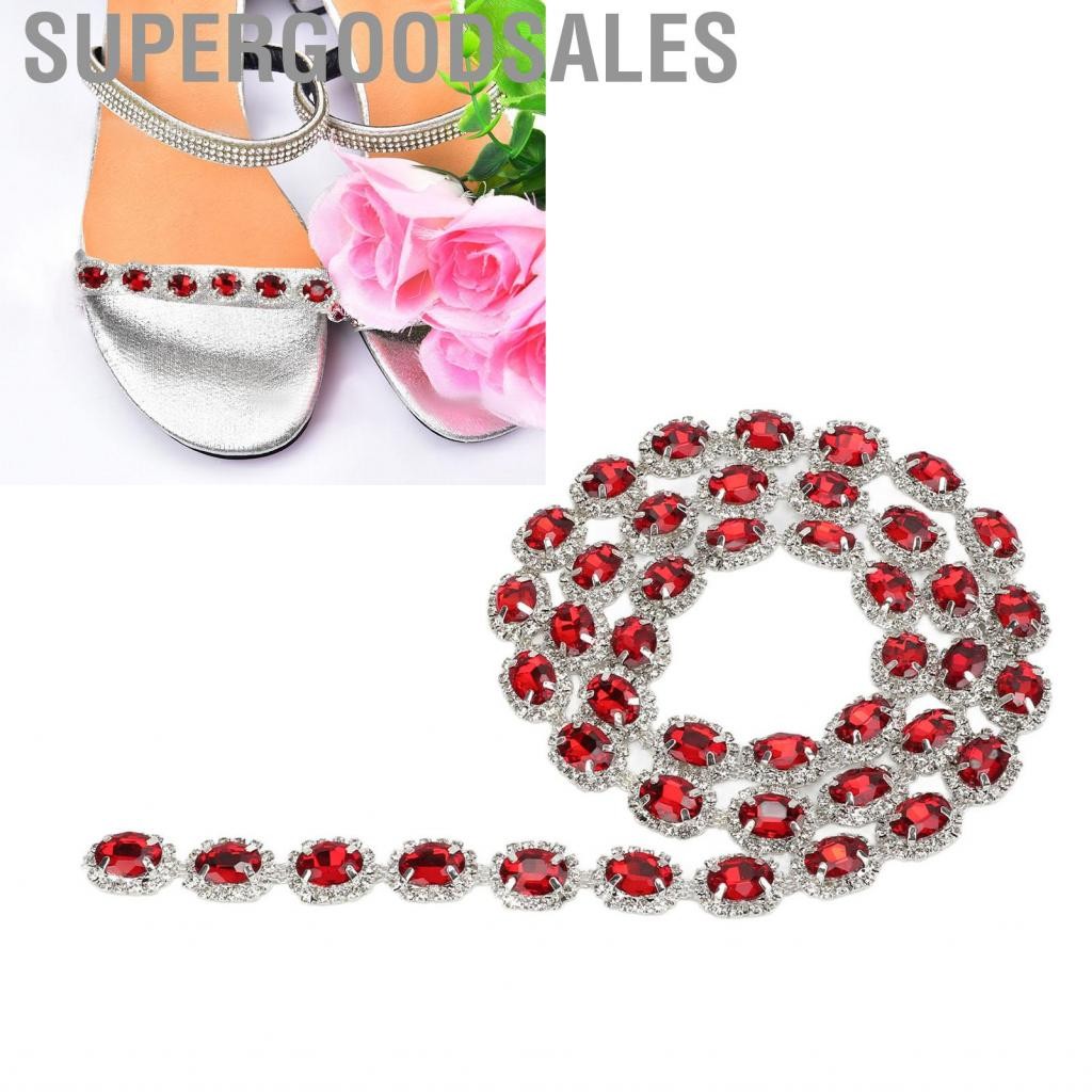 Supergoodsales Rhinestone Trim 1 YARD สีแดง Handcrafted เงาสวย DIY Strip US