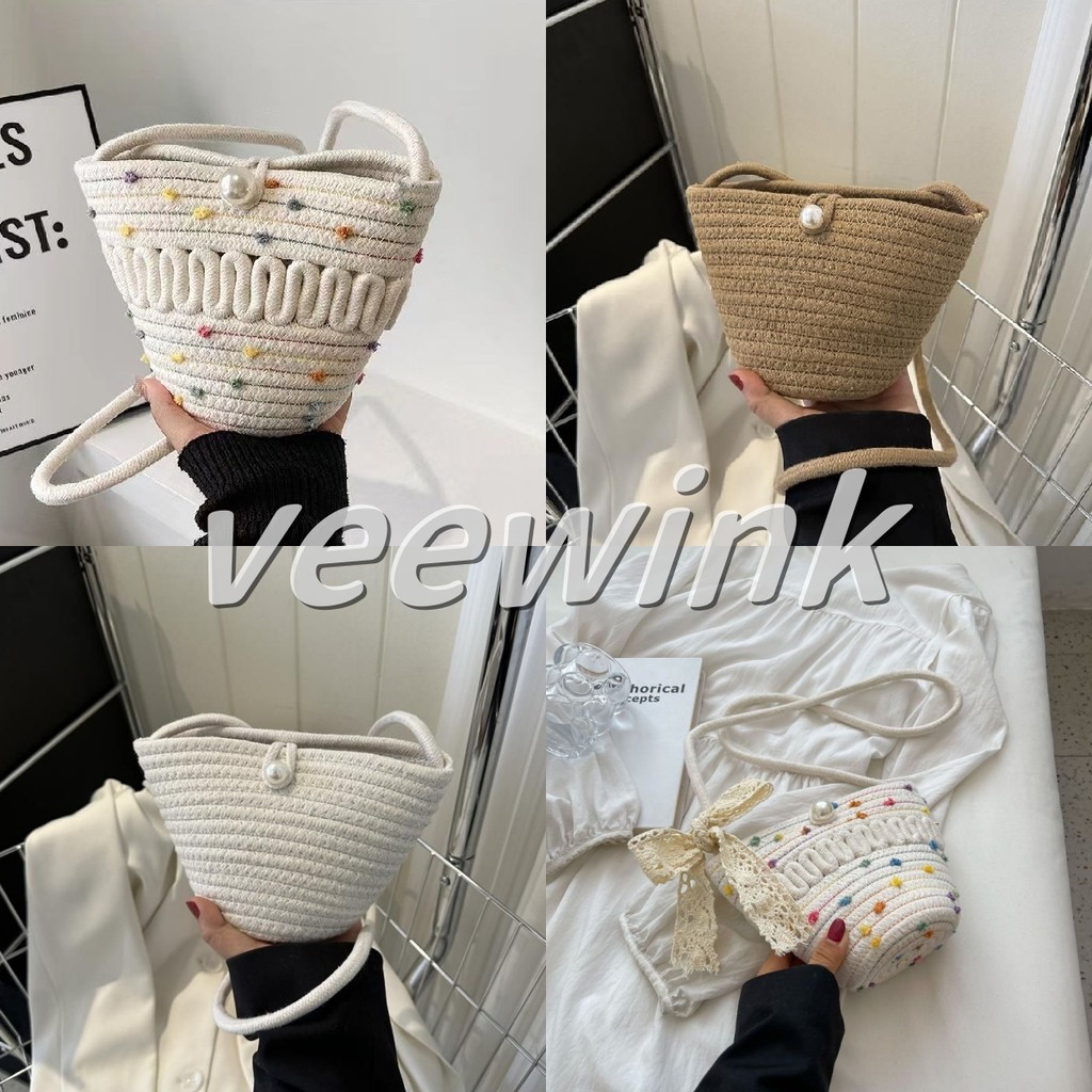 Veewink กระเป๋าถือทอ สไตล์เกาหลี แฟชั่นมาใหม่ Young wild เล็กและประณีต