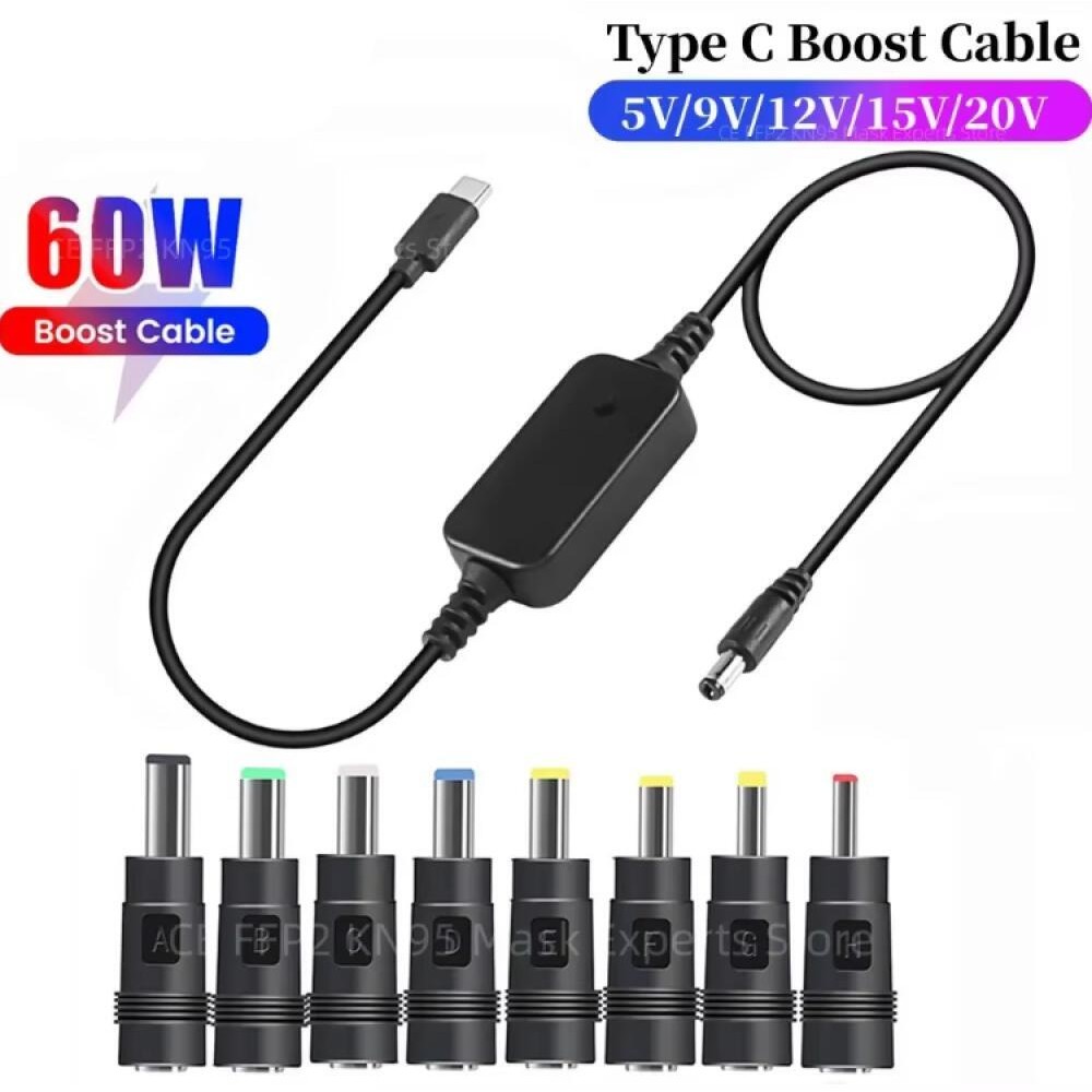 ประเภท C Power Boost สาย Wifi ถึง Powerbank สาย DC 5 V/9 V/12 V/15 V/20 V ถึง Type C สาย Boost Converter สําหรับ Wifi Router โมเด็มพัดลม