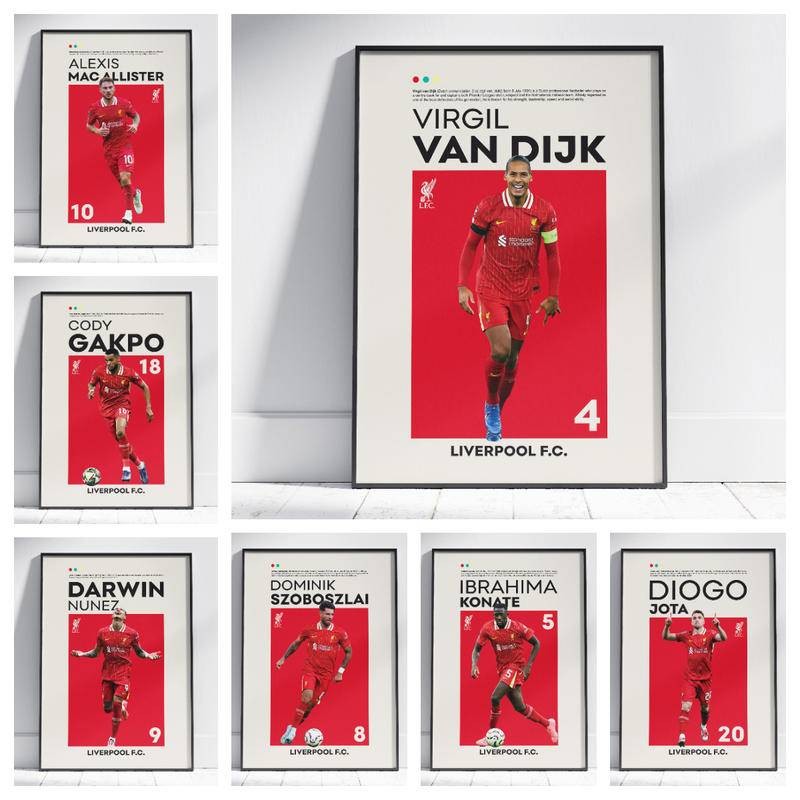 Diogo Jota Liverpool Sport Wall Art พิมพ์ผ้าใบ Trent Alexander – Arnold Dominik Szoboszlai สําหรับเด็กโปสเตอร์ Soccer Wall Art, โปสเตอร์ฟุตบอล