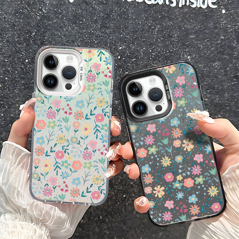 เคส ไอโฟน เคสหูฟัง iPhone 16 15 14 13 12 11 Pro Plus Max เคส Case บุคลิกภาพเต็มหน้าจอของดอกไม้เคสโทรศัพท์สําหรับ iPhone 16 15 14 13 12 11 8 7 Pro Plus Max iPhone X XS XR SE 2