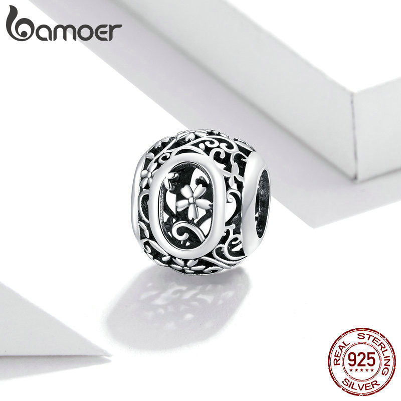 Bamoer 925 เงินสเตอร์ลิง Sliver สร้อยคอตัวอักษรป่า O Design Simple DIY สําหรับสร้อยข้อมือผู้หญิง SCC