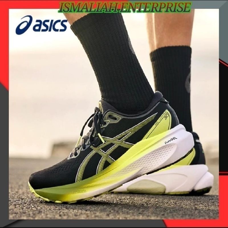 The Best Asics GEL-Kayano 30 4E Extra Wide Men รองเท้าวิ่งเสถียรภาพสีดำ/ สีเหลืองเรืองแสงขนาด9UK ett