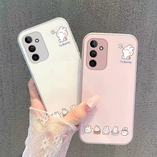 Samsung A56 A55 A54 A53 A52 A16 A14 A15 5GกรณีSamsung S23 FE S24 S23 Plus 5Gกรณีหรูหรา Liquid Glassกันกระแทกพร้อมกล้องProtectorเคสโทรศัพท์น่ารักการ์ตูนกระต่ายกรณี