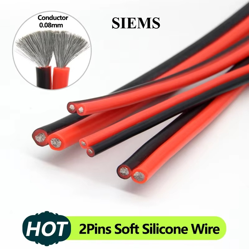 สีดําสีแดง Super Soft 2 Pin สายซิลิโคน 18/17/16/15/14/13/12/11 AWG ทนอุณหภูมิสูงดีบุกลวดทองแดง