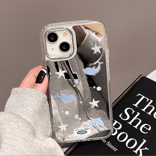INS Case For เคส iPhone 11 13 16 15 14 12 17 Pro Max เคสไอโฟน11 13promax 16pro Cute เคสโทรศัพท์มือถือเคลือบกระจกไฟฟ้า