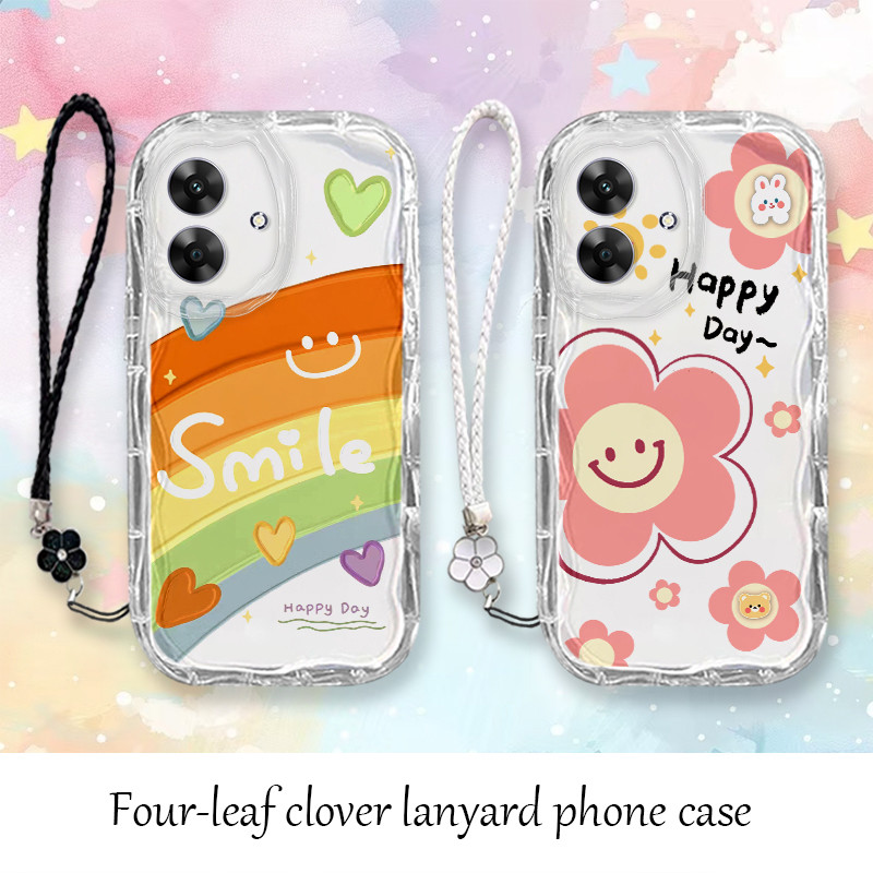 สี่มุมหนากรณีสําหรับRealme Note 60 เคสโทรศัพท์กันกระแทกและกันน้ําCatรูปแบบดวงอาทิตย์ดอกไม้สายรุ้งAMSX5
